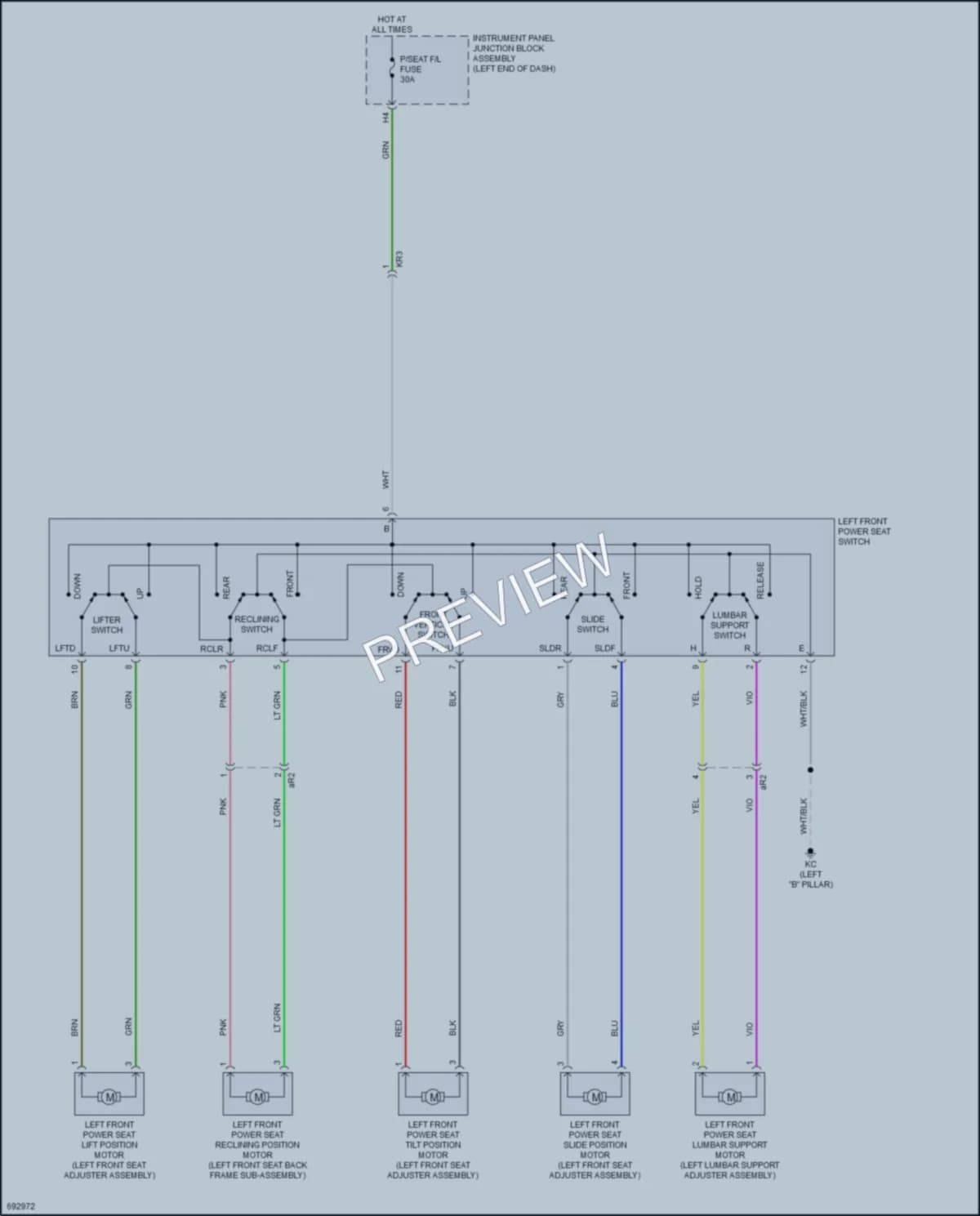 2020 Toyota AvalonHybrid Power Seats wiring diagram preview