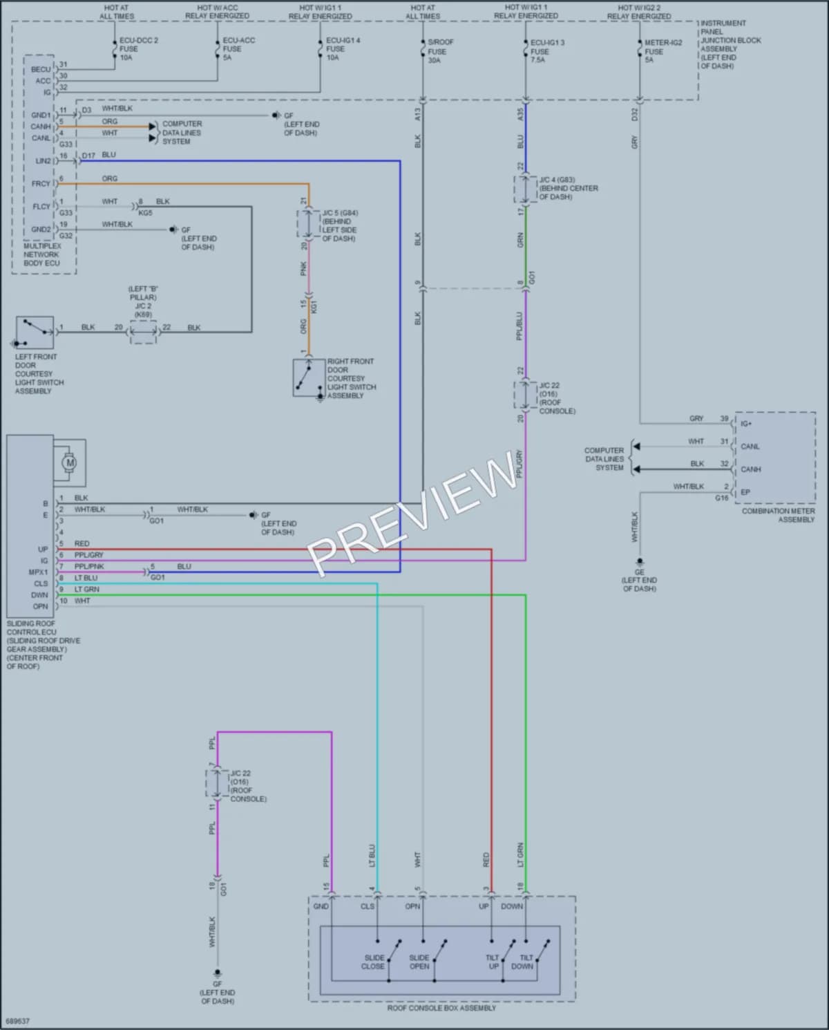 2020 Toyota AvalonHybrid Power Top Sunroof wiring diagram preview