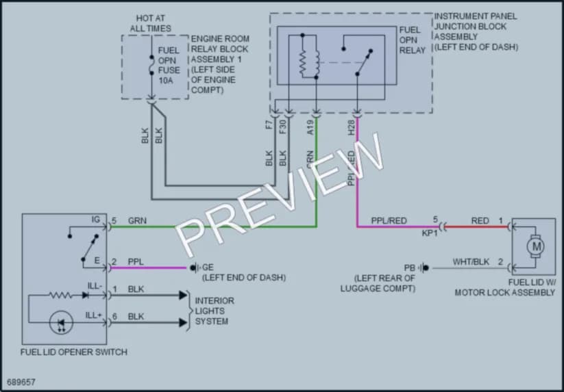2020 Toyota AvalonHybrid Trunk Tailgate Fuel Door wiring diagram preview