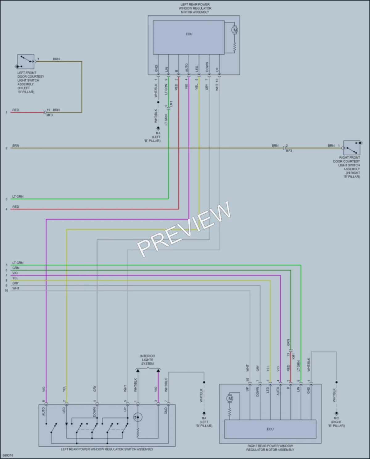 2020 Toyota CHR Power Windows wiring diagram preview