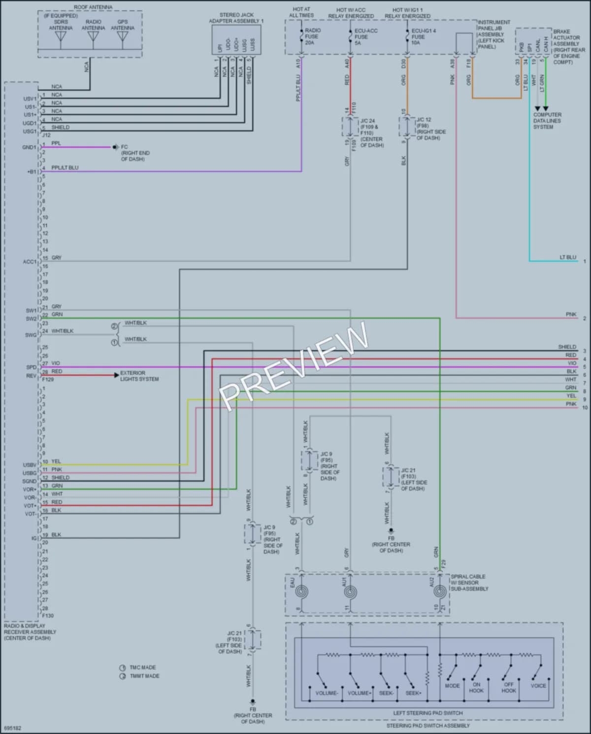 2020 Toyota CHR Radio wiring diagram preview