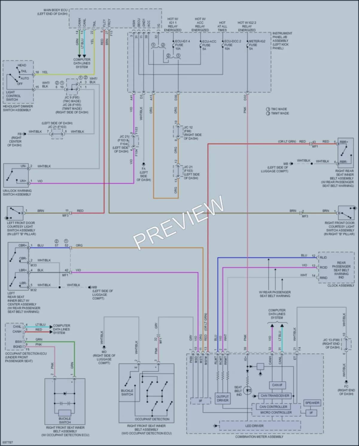 2020 Toyota CHR Warning Systems wiring diagram preview