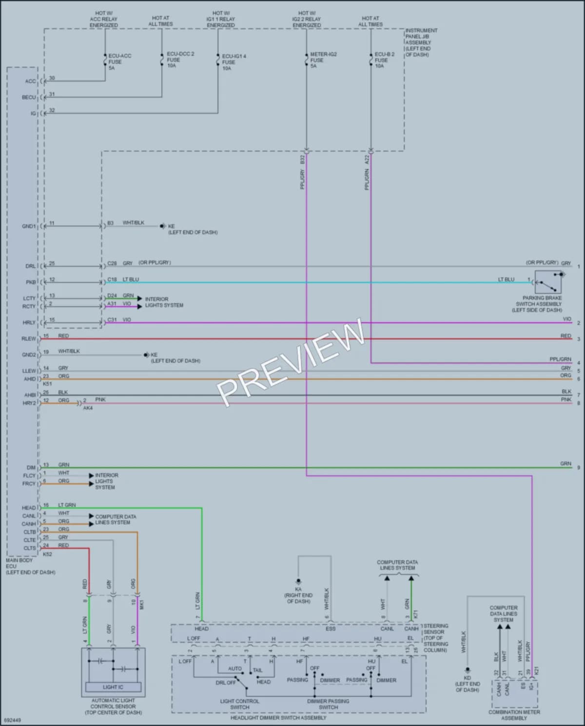 2020 Toyota CamryHybrid Headlights wiring diagram preview