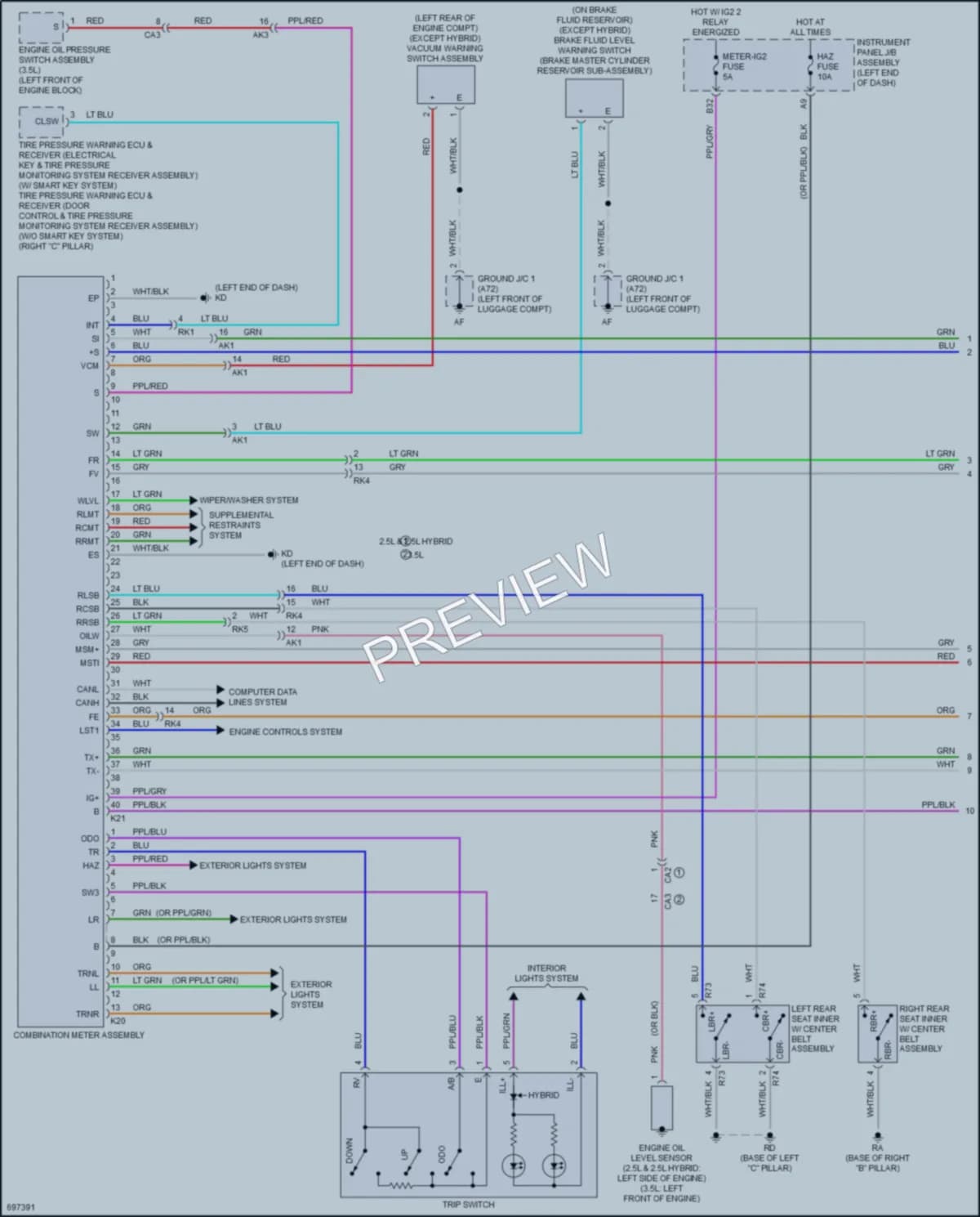 2020 Toyota CamryHybrid Instrument Cluster wiring diagram preview
