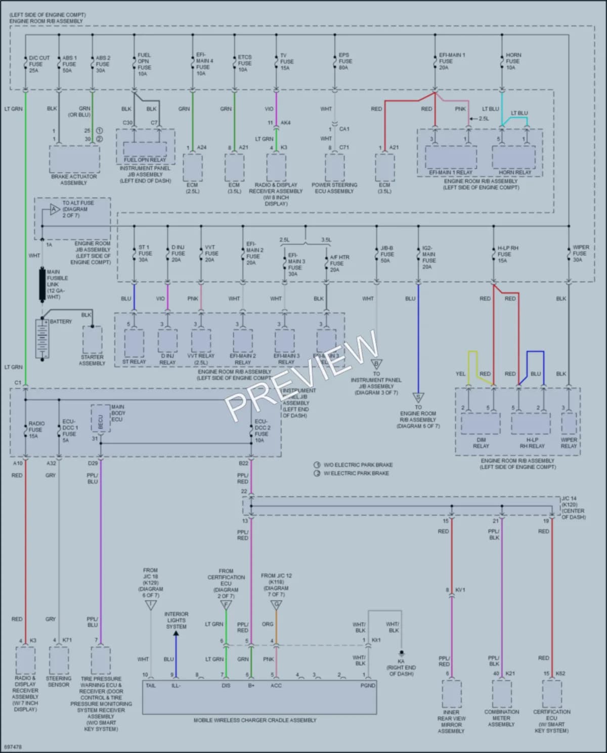 2020 Toyota CamryHybrid Power Distribution wiring diagram preview