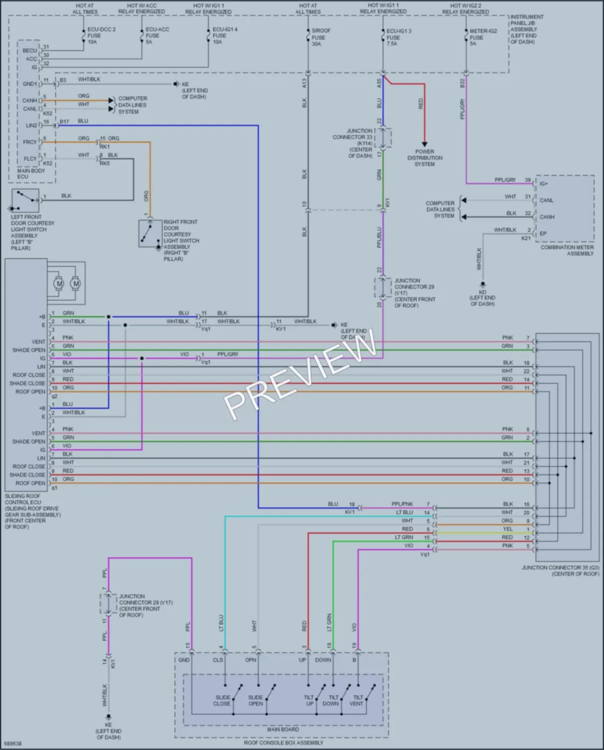 2020 Toyota CamryHybrid Power Top Sunroof wiring diagram preview