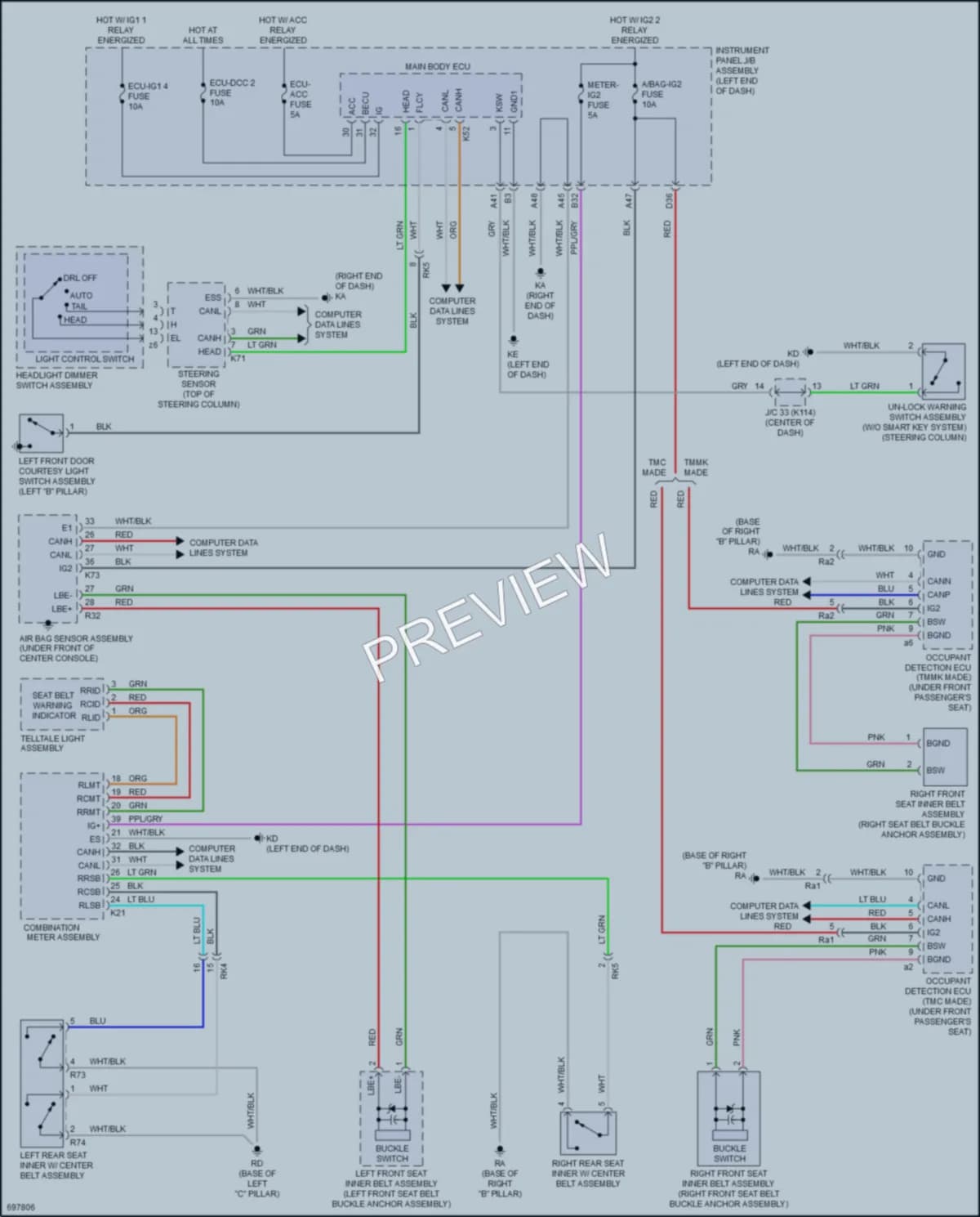 2020 Toyota CamryHybrid Warning Systems wiring diagram preview