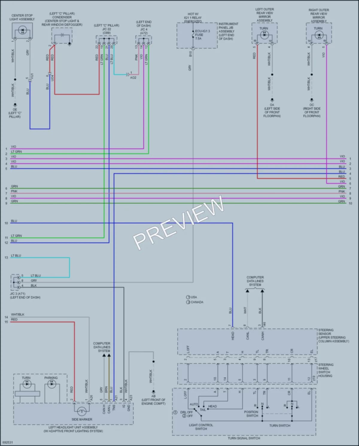 2020 Toyota Corolla Exterior Lights wiring diagram preview