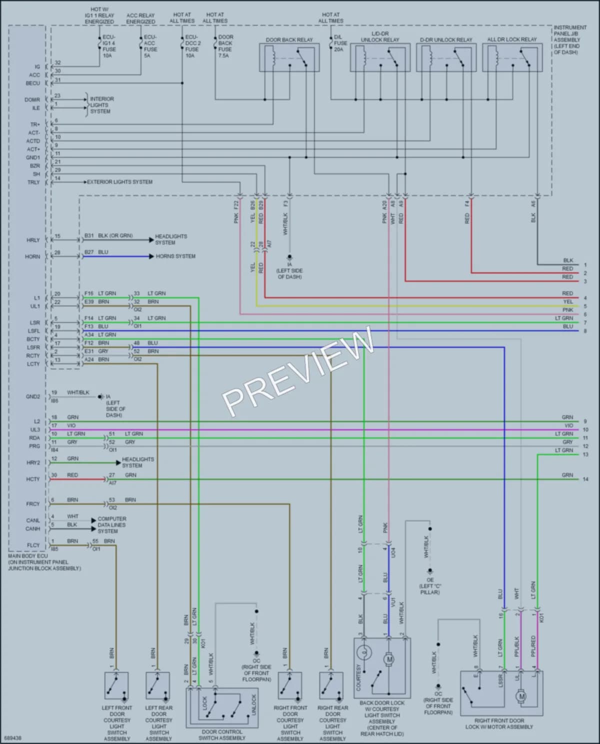 2020 Toyota Corolla Power Door Locks wiring diagram preview