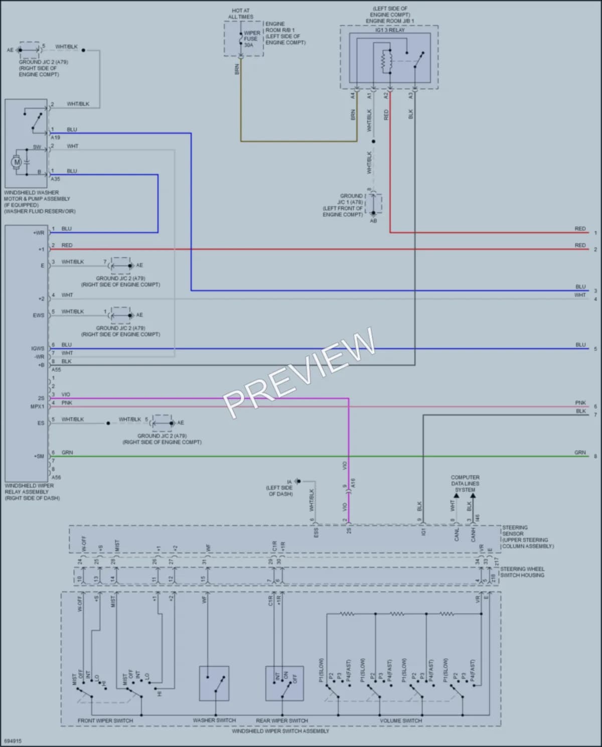 2020 Toyota Corolla Wiper Washer wiring diagram preview