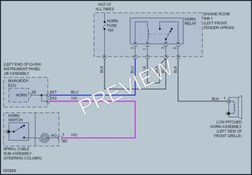 2020 Toyota CorollaHybrid Horn wiring diagram preview