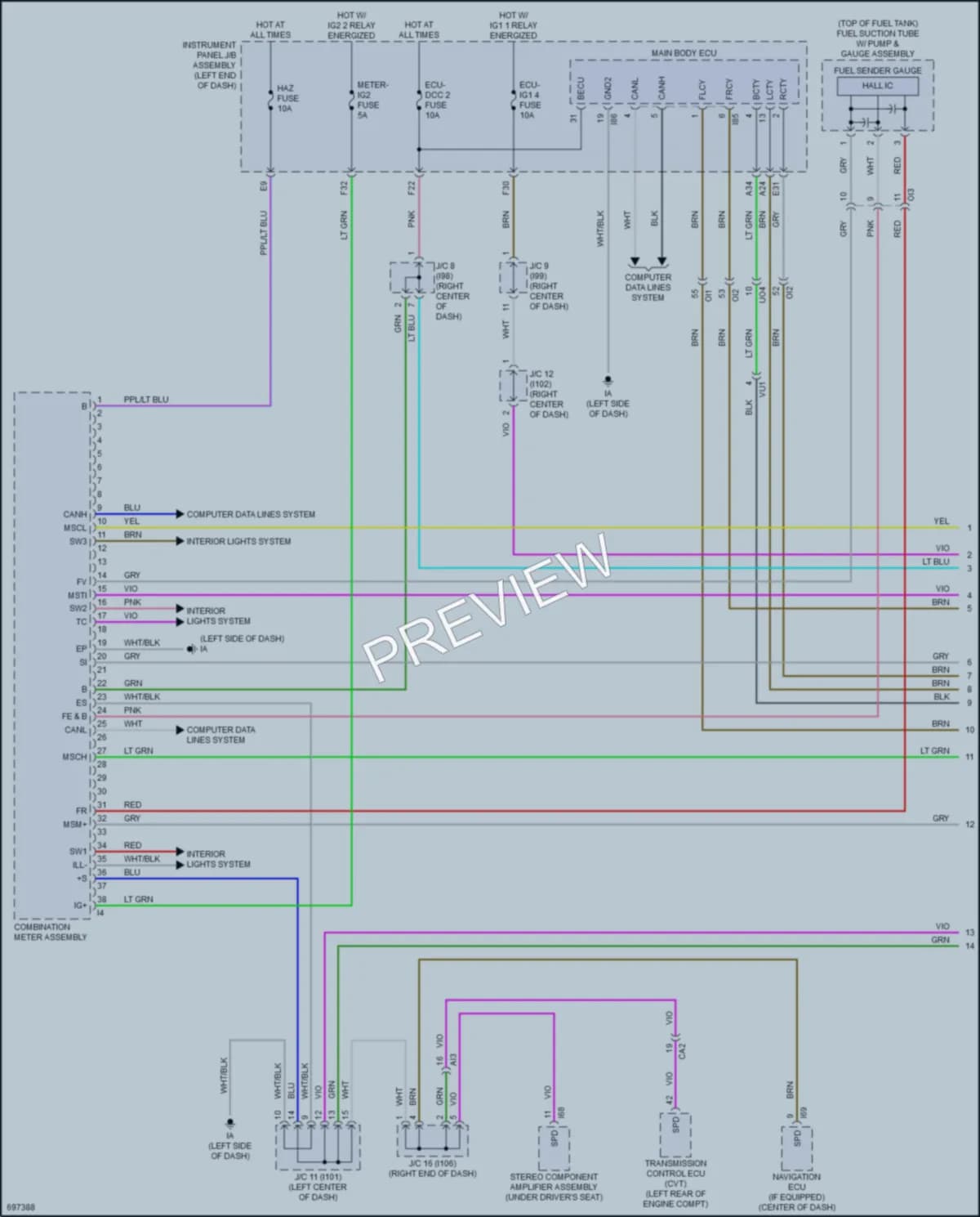 2020 Toyota CorollaHybrid Instrument Cluster wiring diagram preview