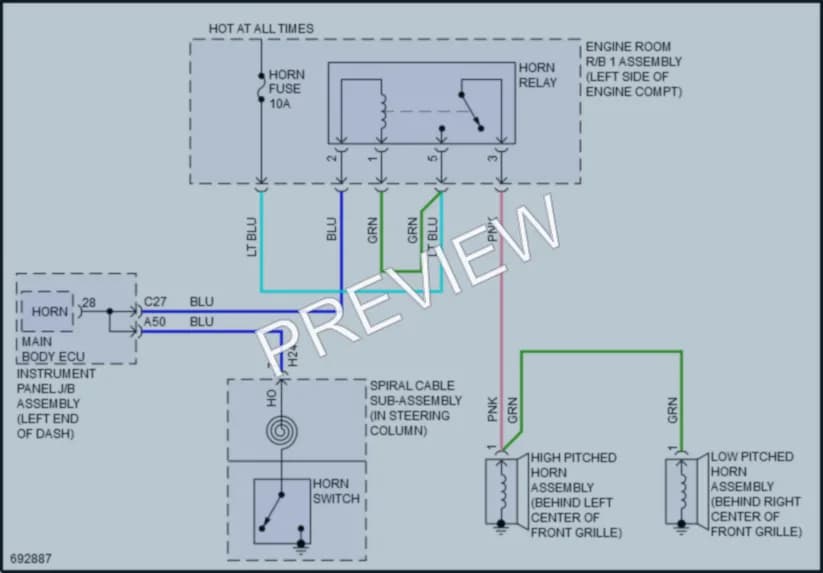 2020 Toyota Highlander Horn wiring diagram preview