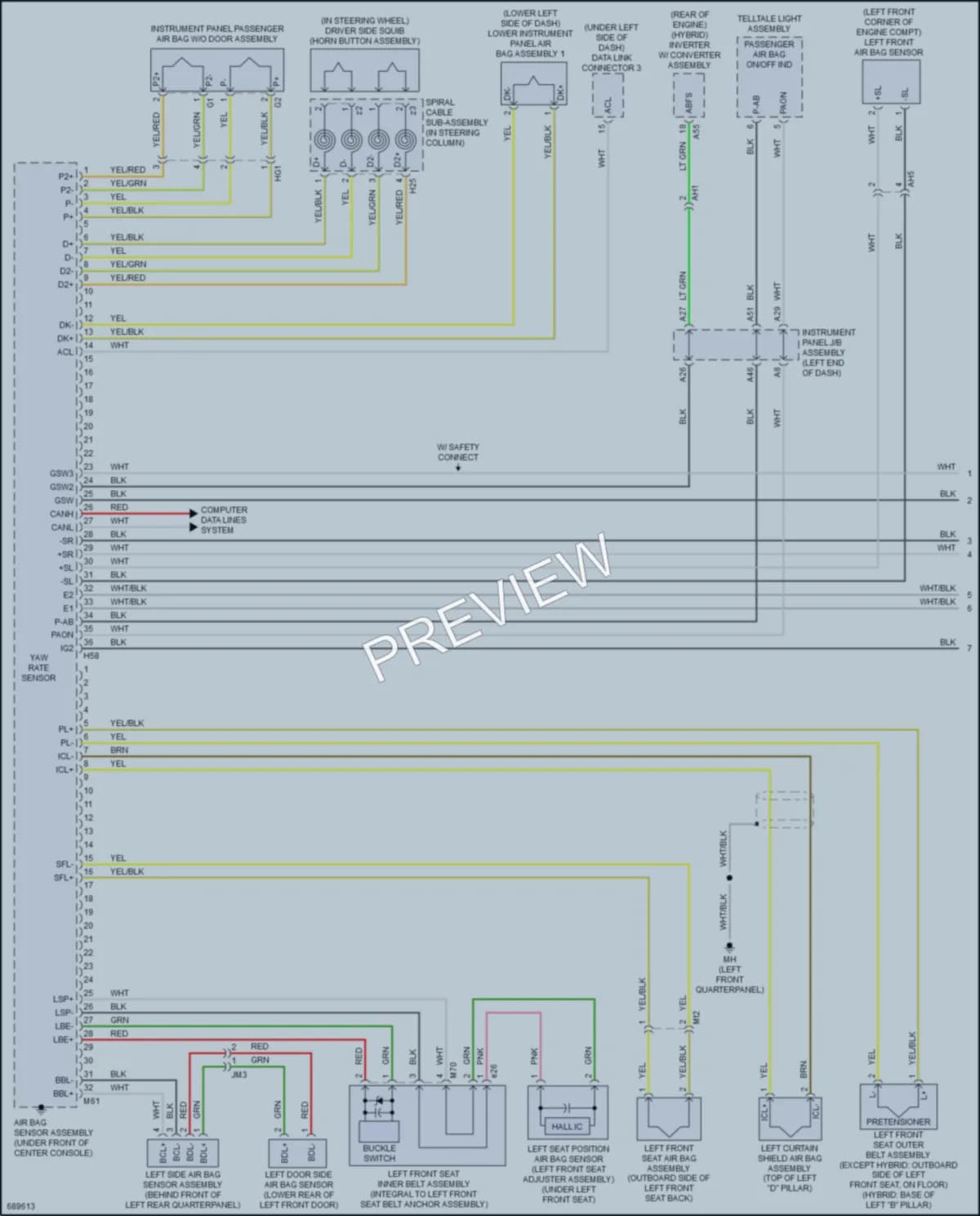 2020 Toyota Highlander Supplemental Restraints wiring diagram preview