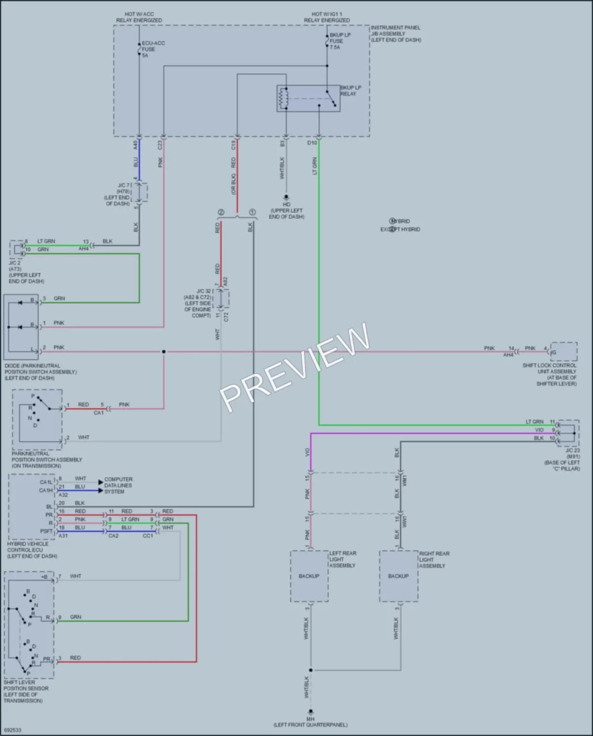 2020 Toyota HighlanderHybrid Exterior Lights wiring diagram preview