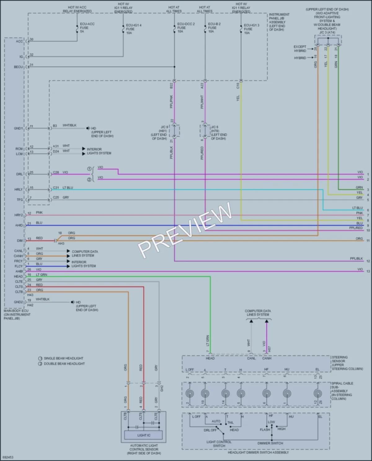 2020 Toyota HighlanderHybrid Headlights wiring diagram preview