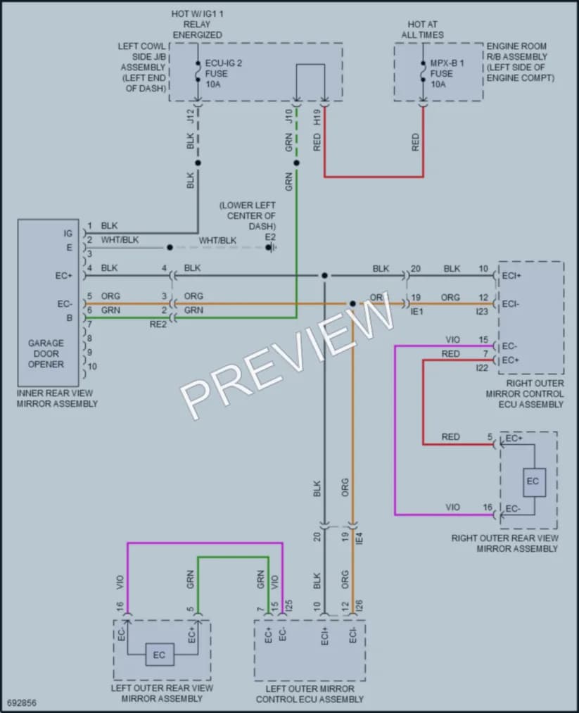 2020 Toyota LandCruiser Power Mirrors wiring diagram preview