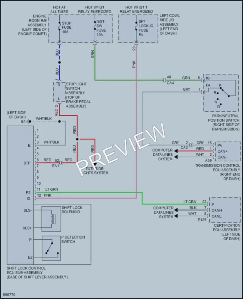 2020 Toyota LandCruiser Shift Interlock wiring diagram preview