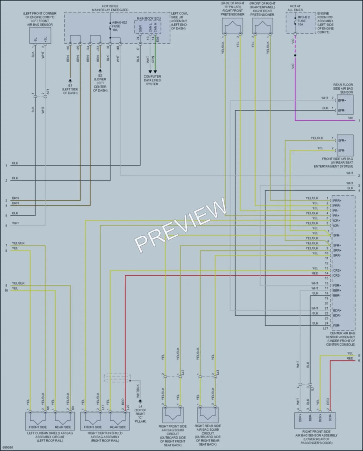 2020 Toyota LandCruiser Supplemental Restraints wiring diagram preview