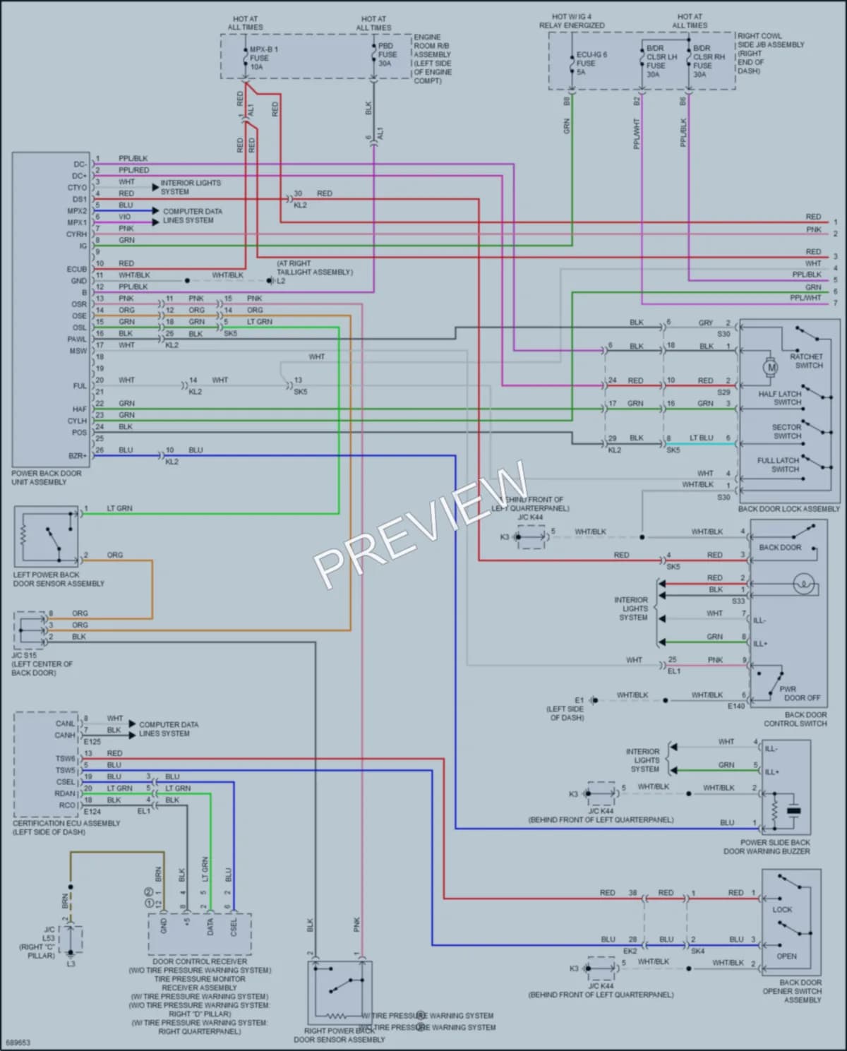 2020 Toyota LandCruiser Trunk Tailgate Fuel Door wiring diagram preview