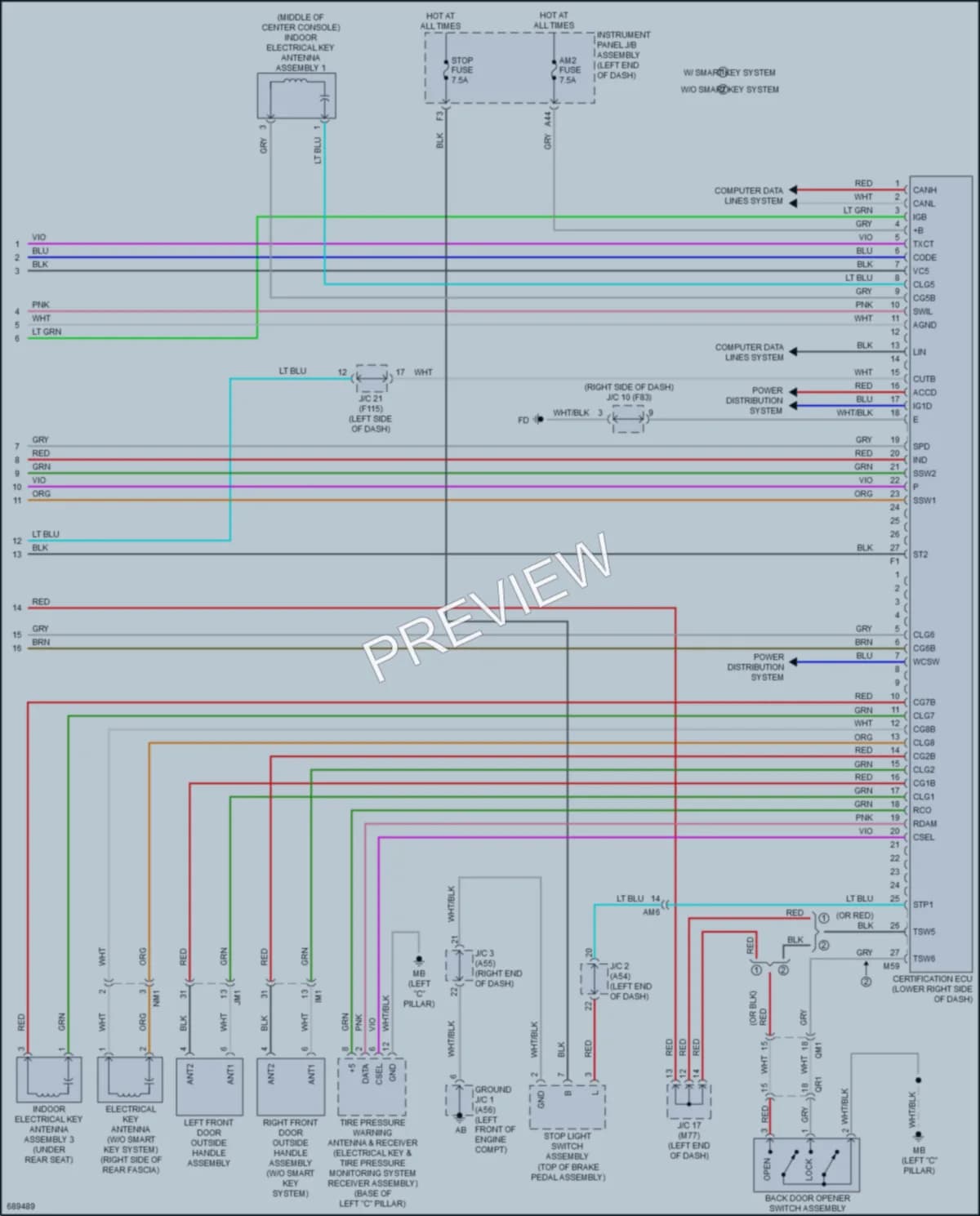 2020 Toyota 4Wd Anti Theft wiring diagram preview with protected circuit layout