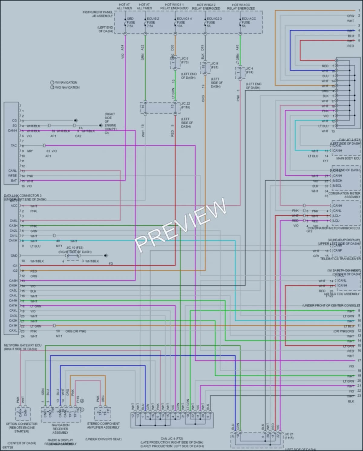 2020 Toyota 4Wd Computer Data Lines wiring diagram preview with protected circuit layout