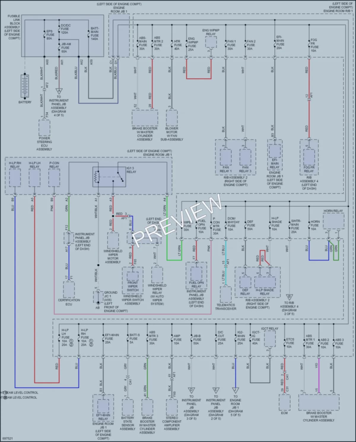 2020 Toyota 4Wd Power Distribution wiring diagram preview with protected circuit layout