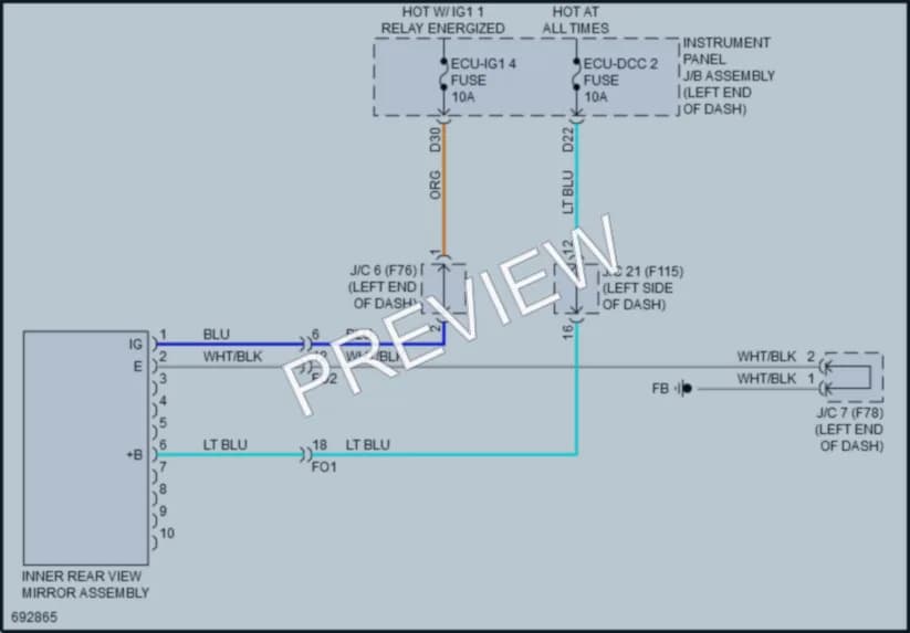 2020 Toyota 4Wd Power Mirrors wiring diagram preview with protected circuit layout