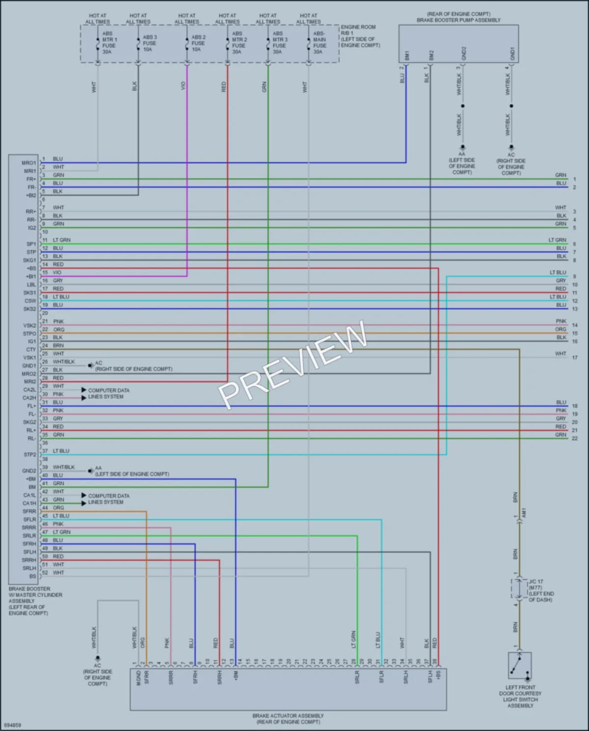 2020 Toyota Fwd Anti Lock Brakes wiring diagram preview with protected circuit layout