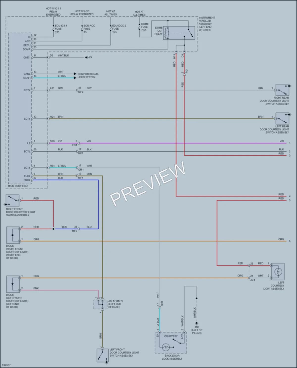 2020 Toyota Fwd Interior Lights wiring diagram preview with protected circuit layout