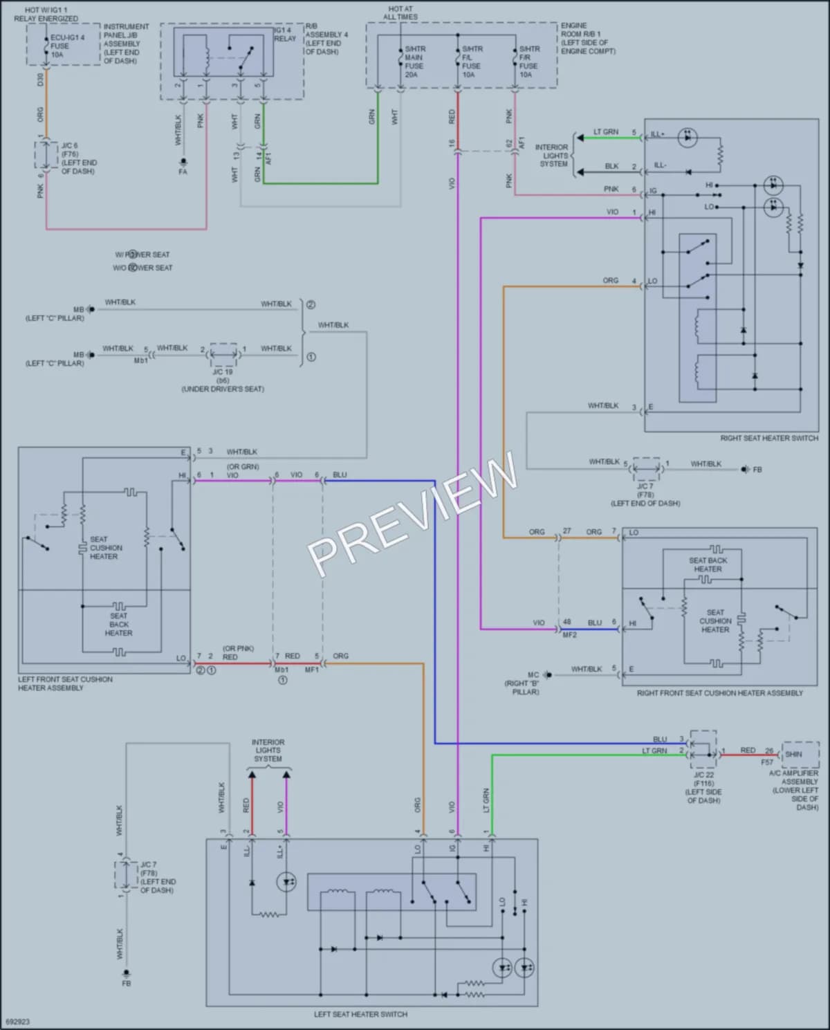 2020 Toyota Fwd Power Seats wiring diagram preview with protected circuit layout