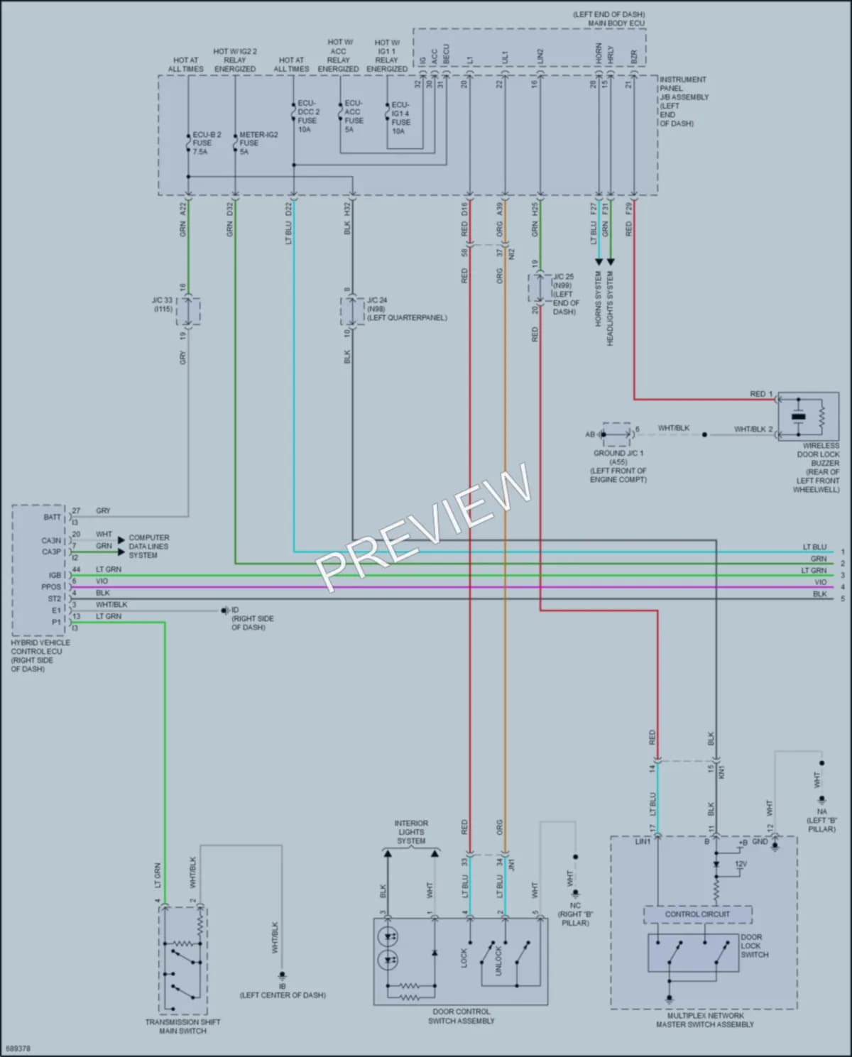 2020 Toyota PriusPrime Power Door Locks wiring diagram preview