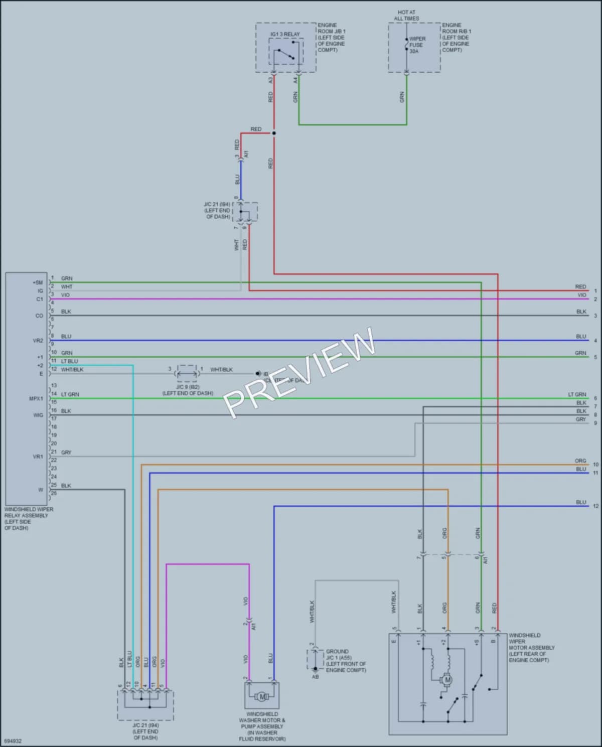 2020 Toyota PriusPrime Wiper Washer wiring diagram preview