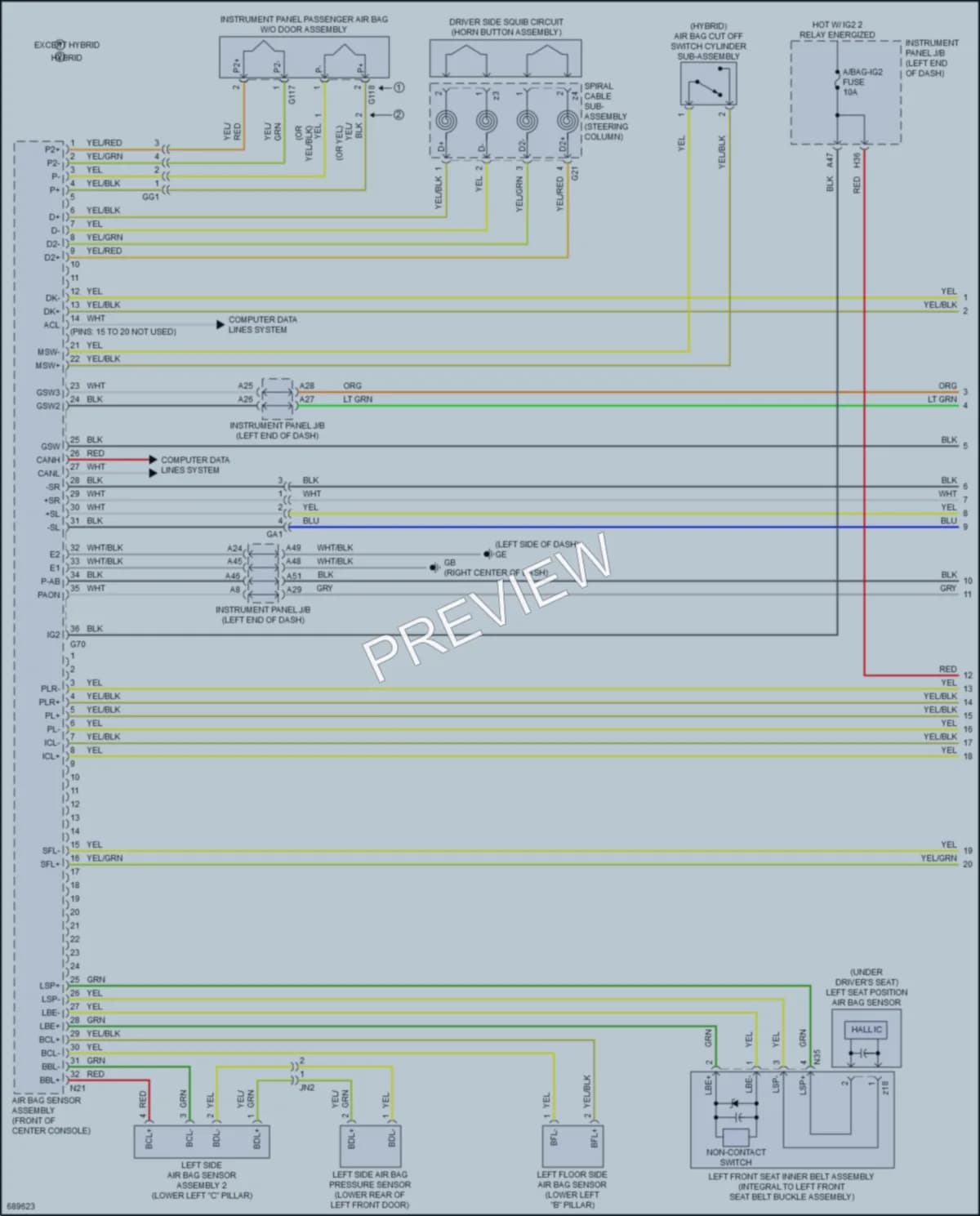 2020 Toyota RAV4 Supplemental Restraints wiring diagram preview