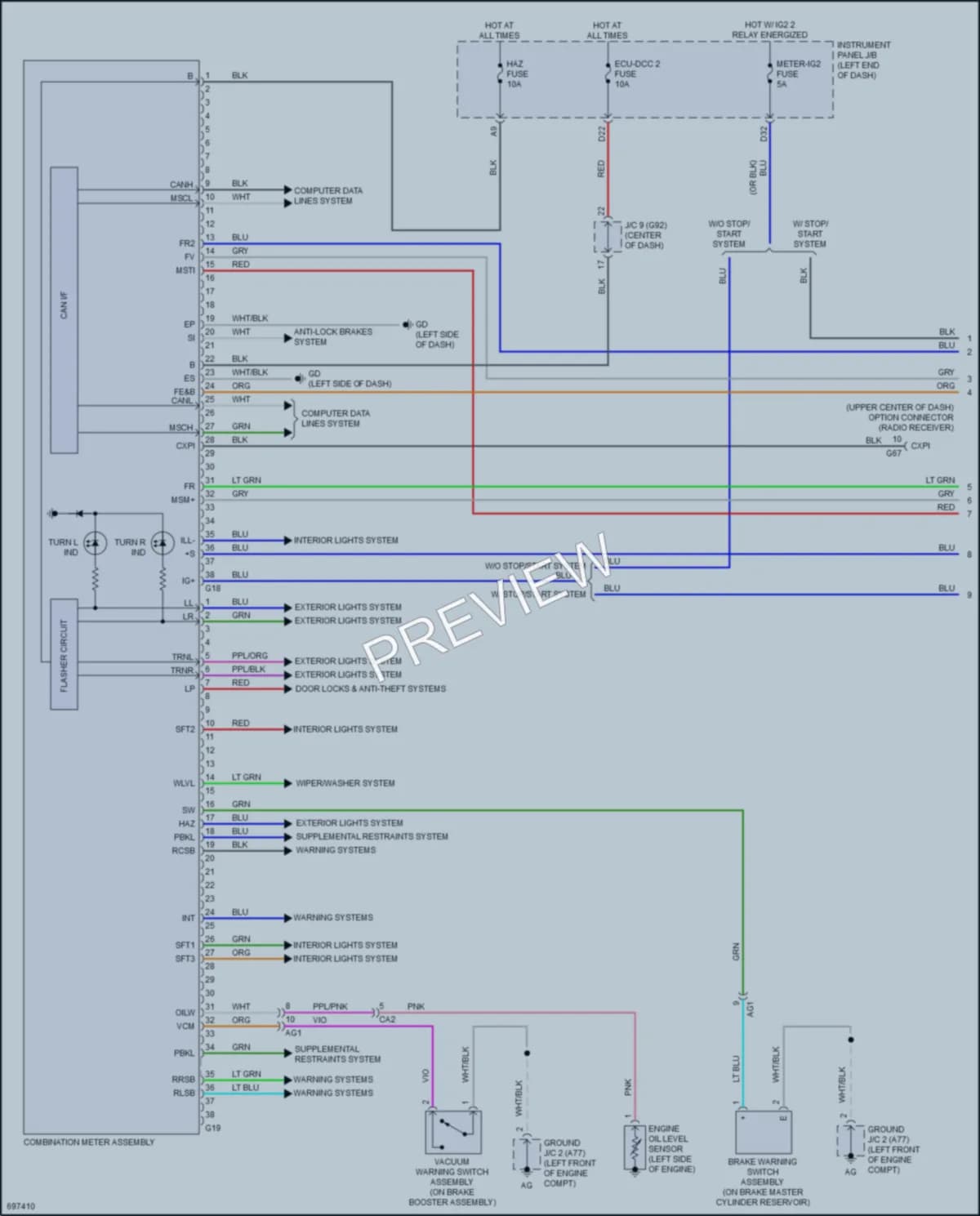 2020 Toyota RAV4Hybrid Instrument Cluster wiring diagram preview