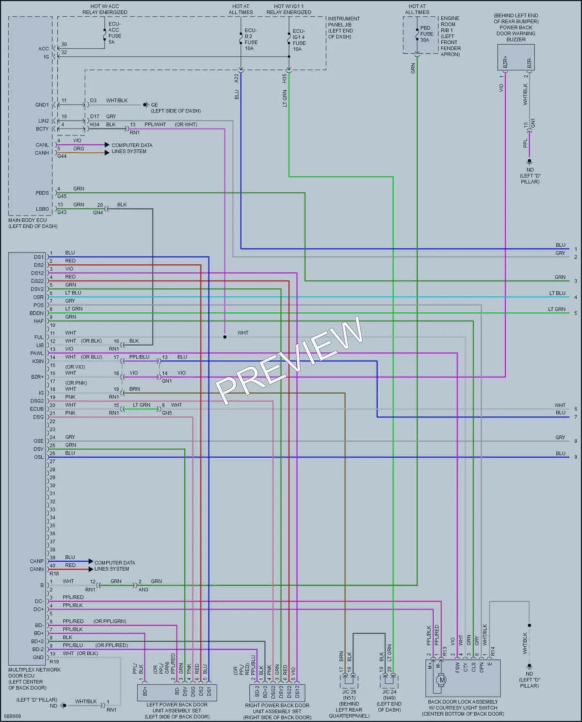 2020 Toyota RAV4Hybrid Trunk Tailgate Fuel Door wiring diagram preview