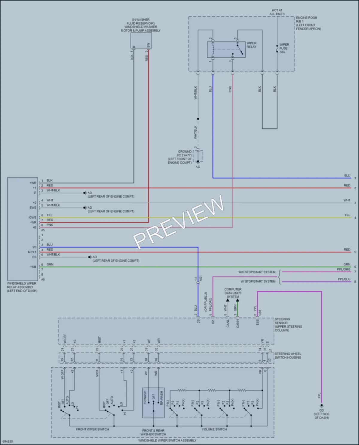 2020 Toyota RAV4Hybrid Wiper Washer wiring diagram preview