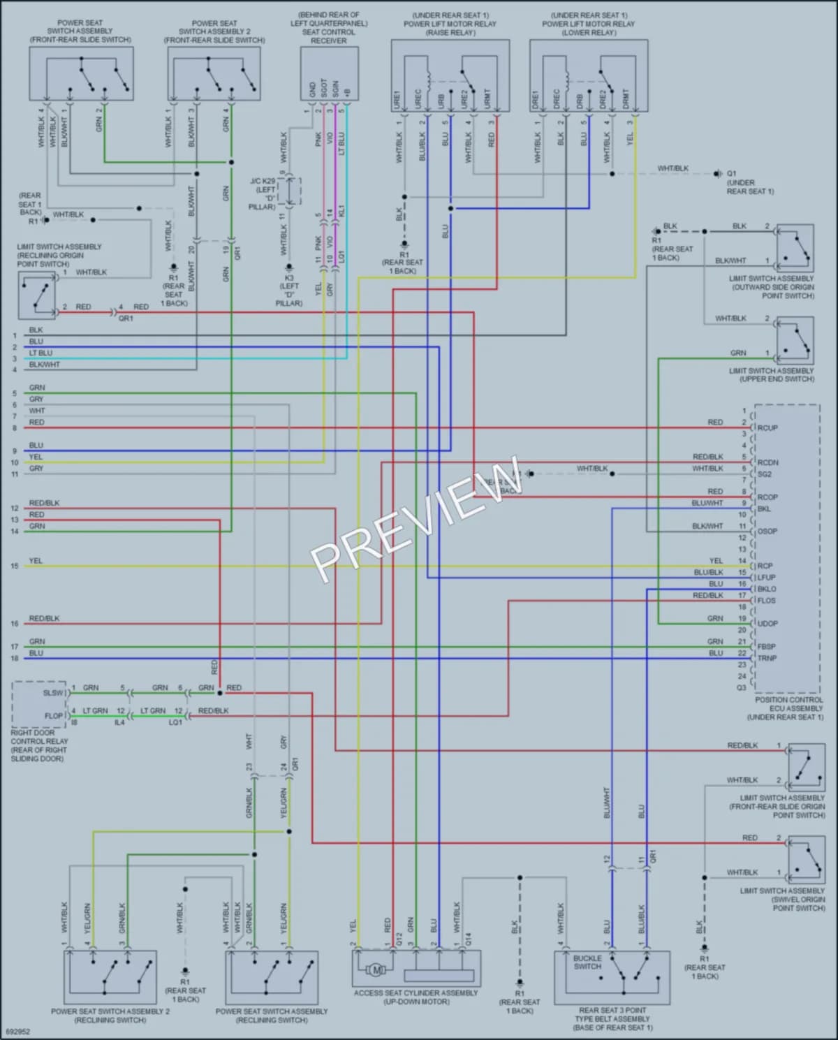 2020 Toyota Sienna Power Seats wiring diagram preview