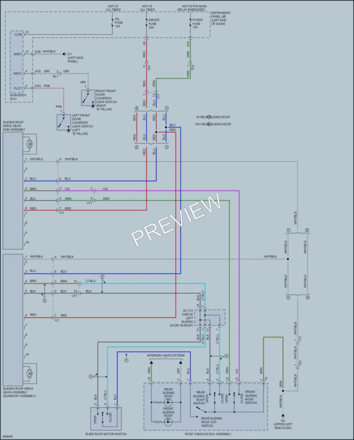 2020 Toyota Sienna Power Top Sunroof wiring diagram preview
