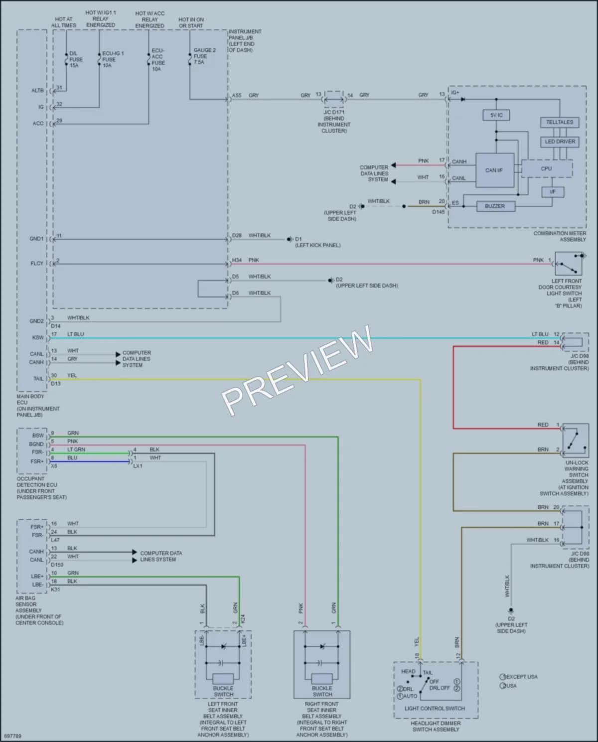 2020 Toyota Sienna Warning Systems wiring diagram preview