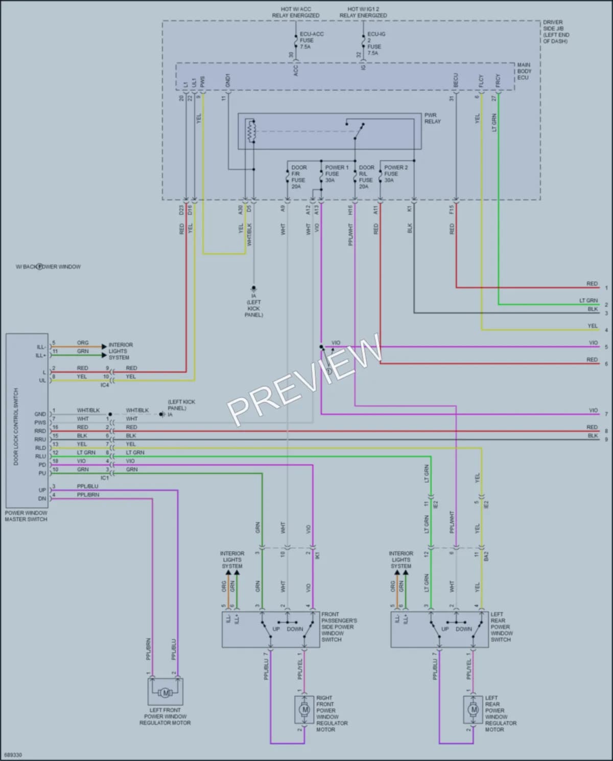 2020 Toyota Tacoma Power Windows wiring diagram preview