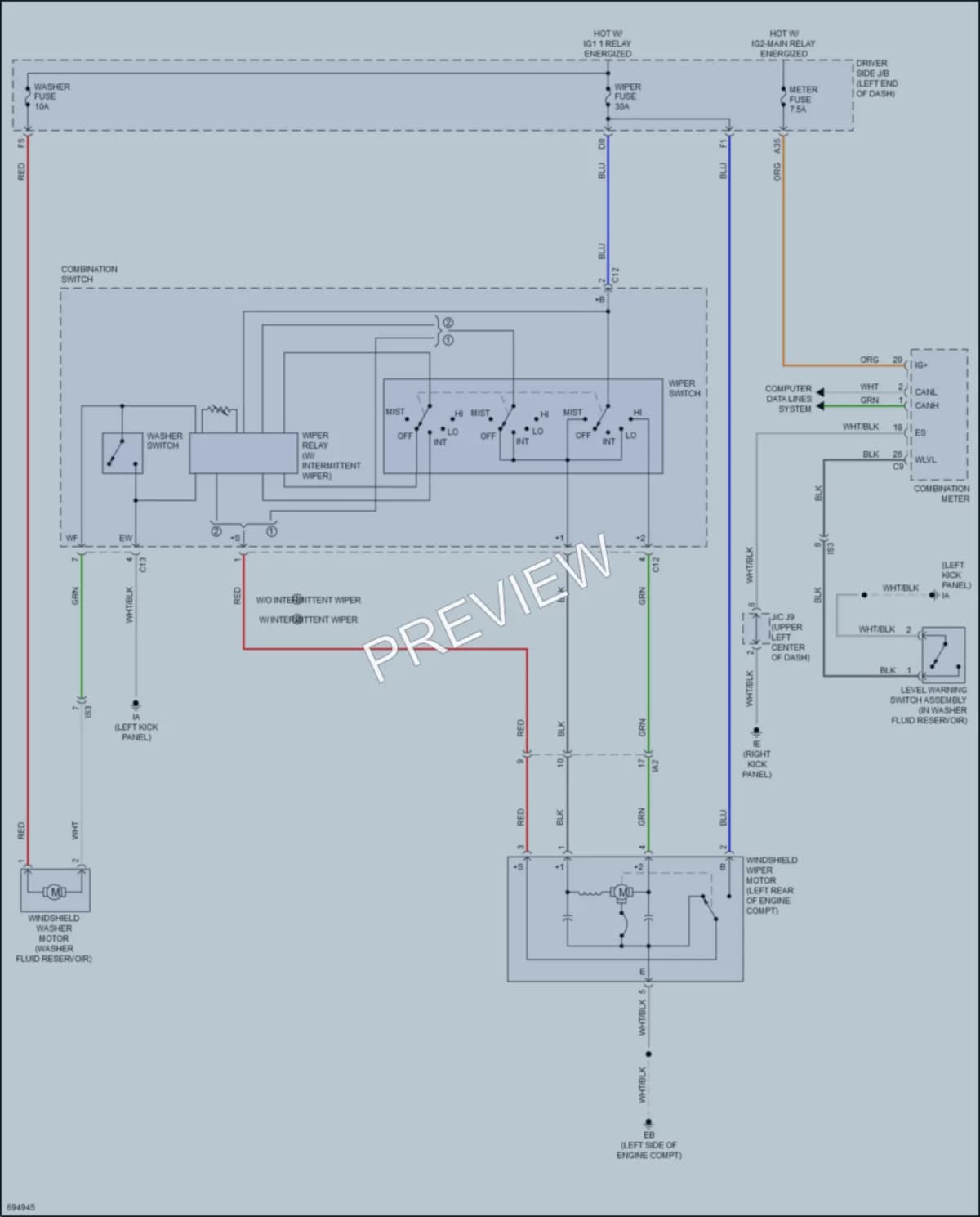 2020 Toyota Tacoma Wiper Washer wiring diagram preview