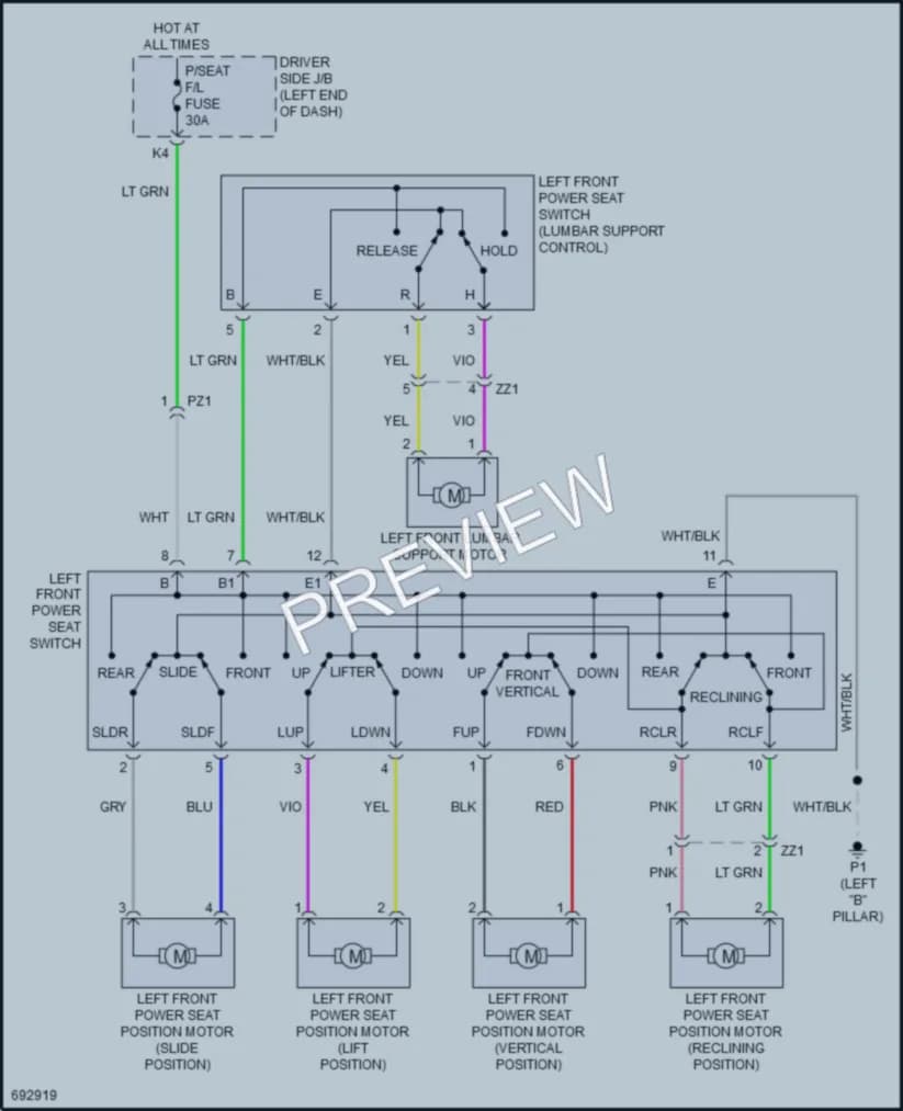 2020 Toyota Tundra Power Seats wiring diagram preview