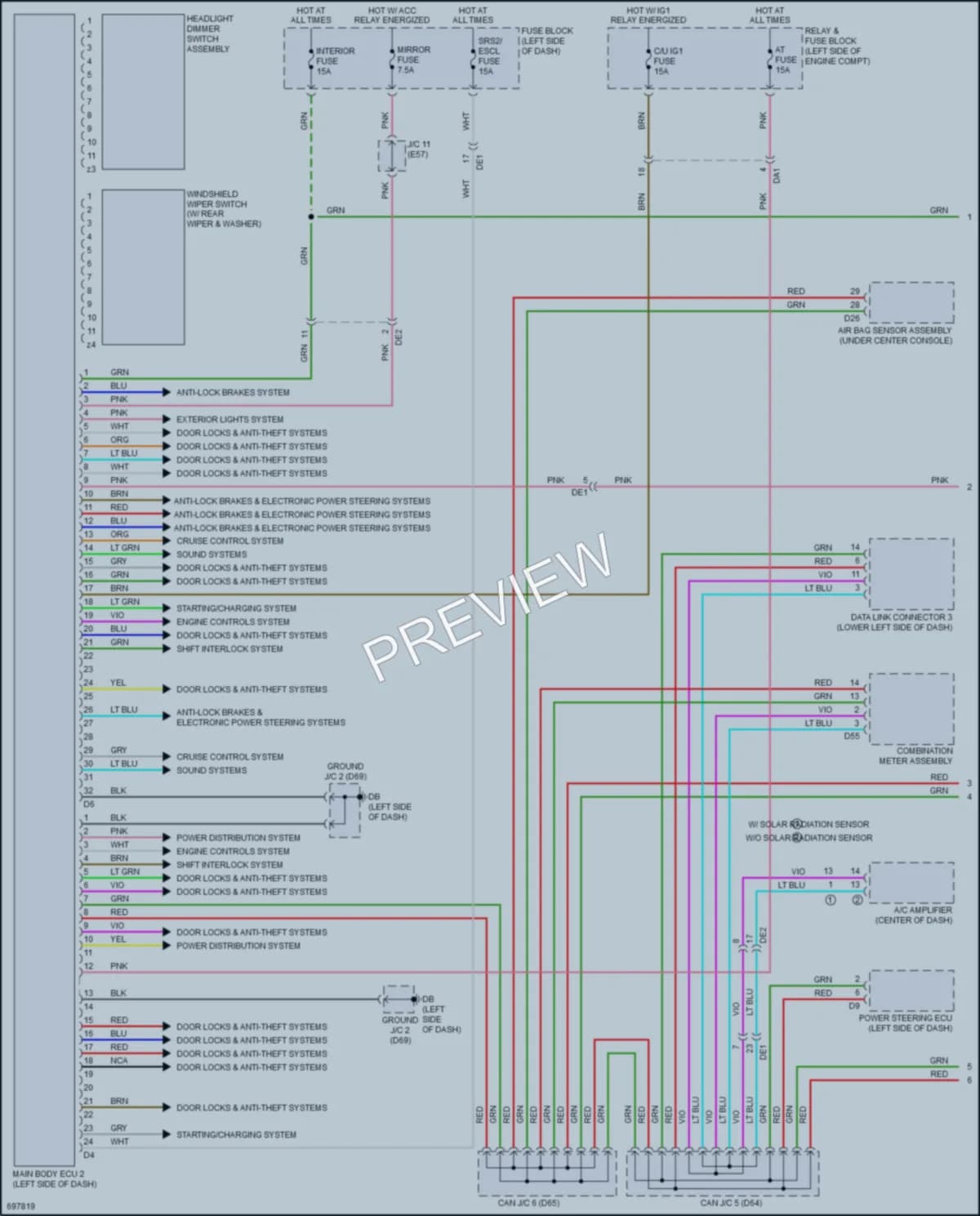 2020 Toyota Yaris Body Control Modules wiring diagram preview