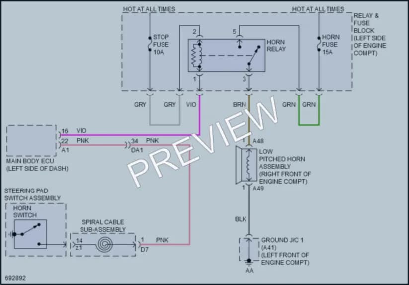 2020 Toyota Yaris Horn wiring diagram preview