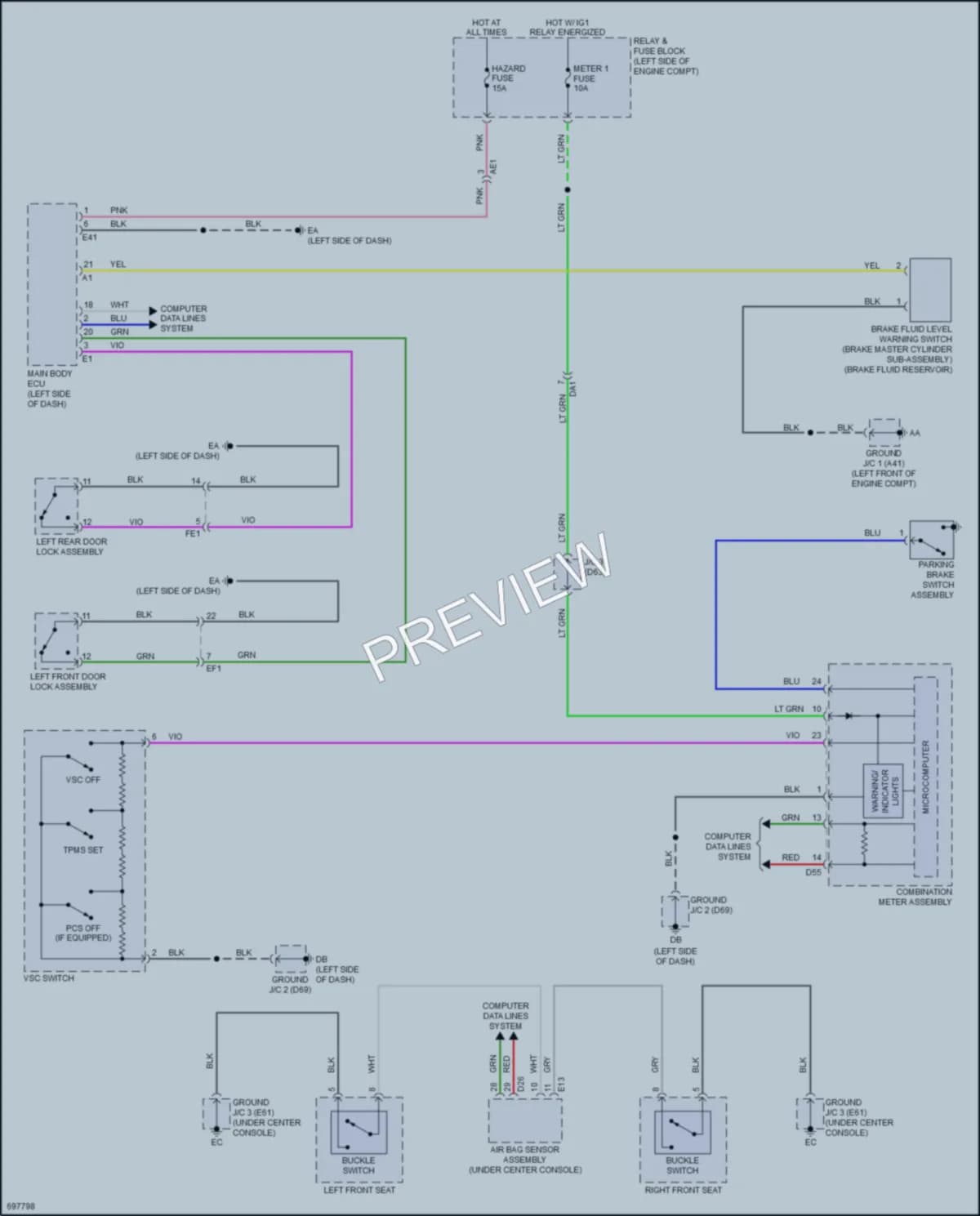 2020 Toyota Yaris Warning Systems wiring diagram preview