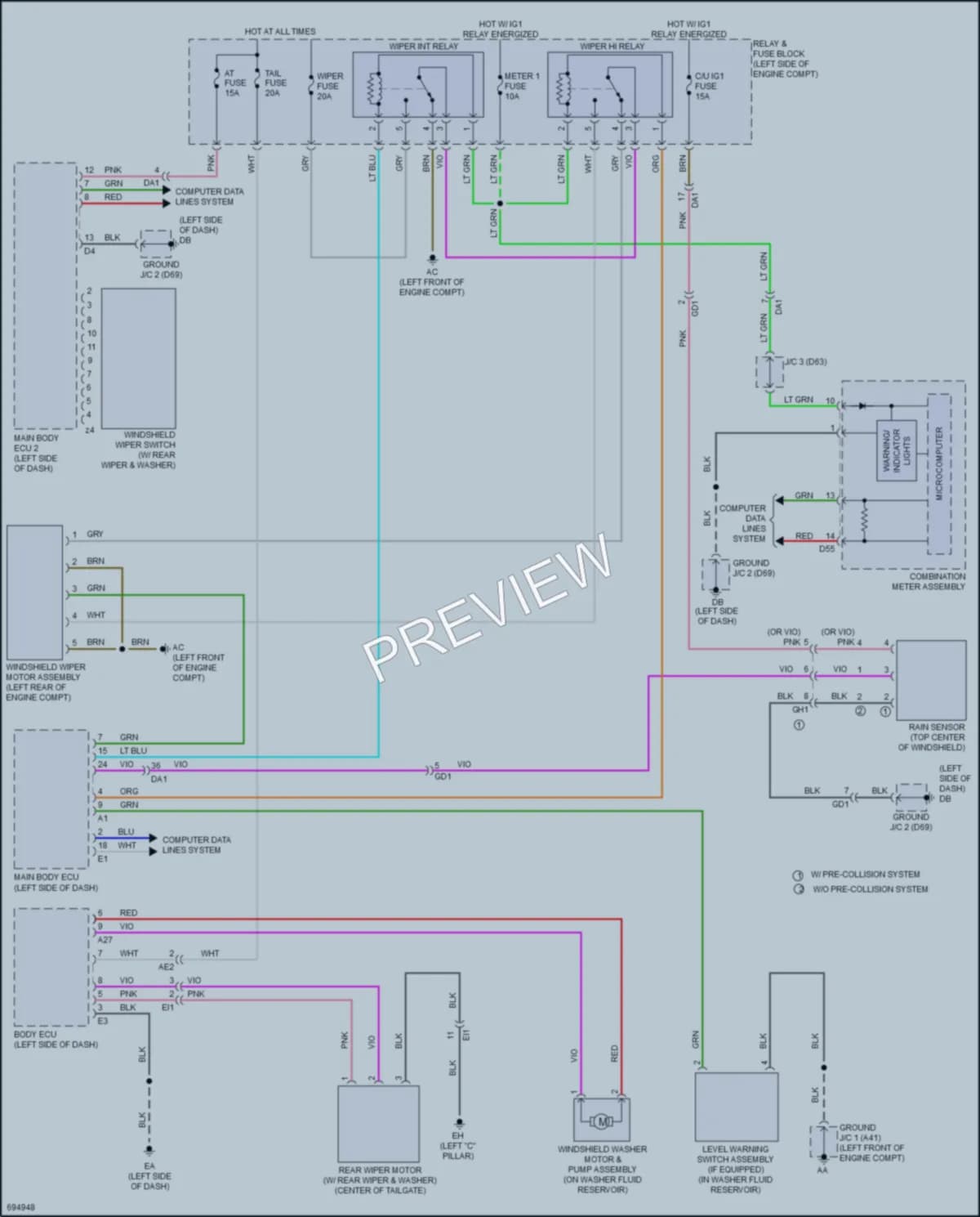 2020 Toyota Yaris Wiper Washer wiring diagram preview