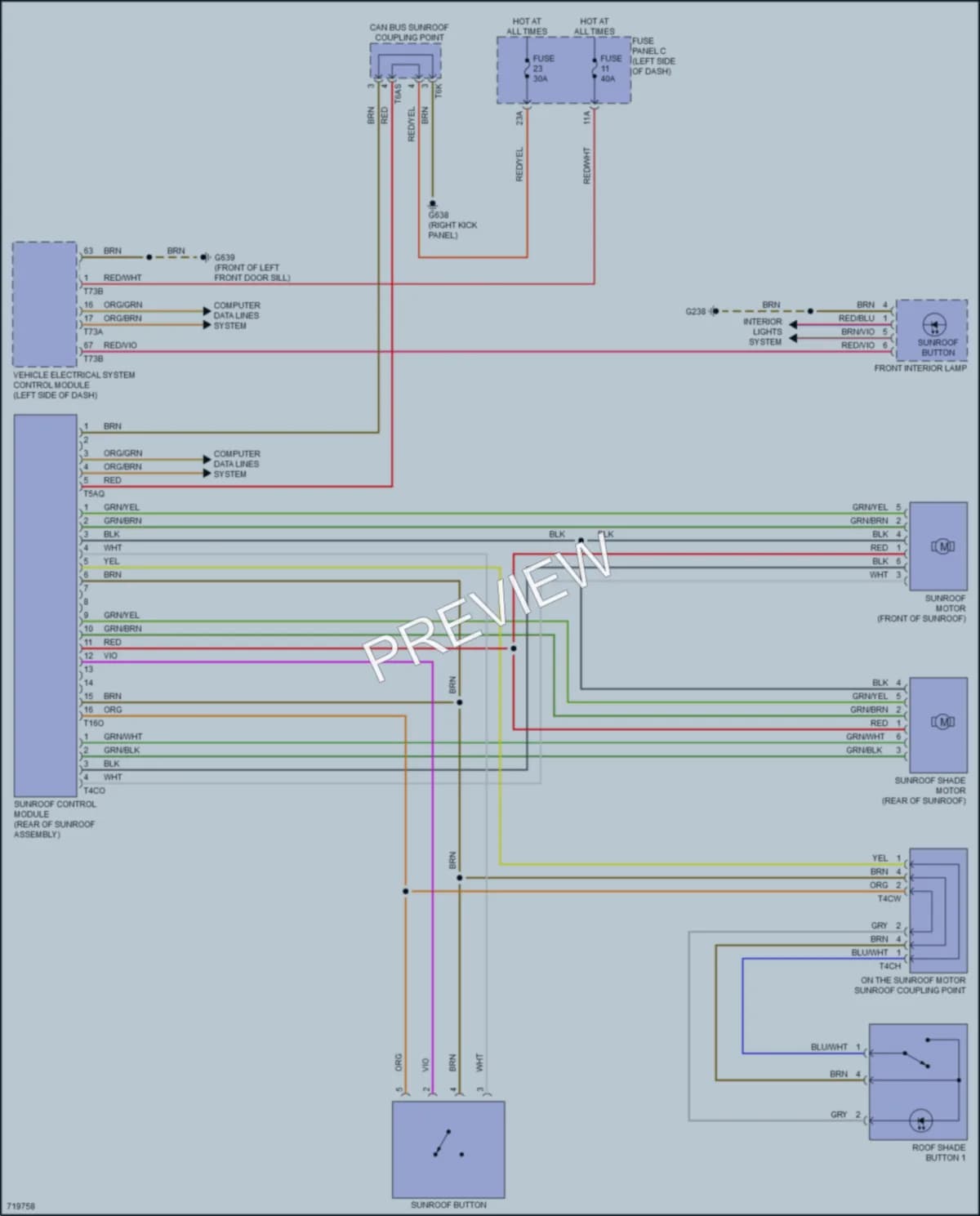 2020 Volkswagen Atlas Power Top Sunroof wiring diagram preview