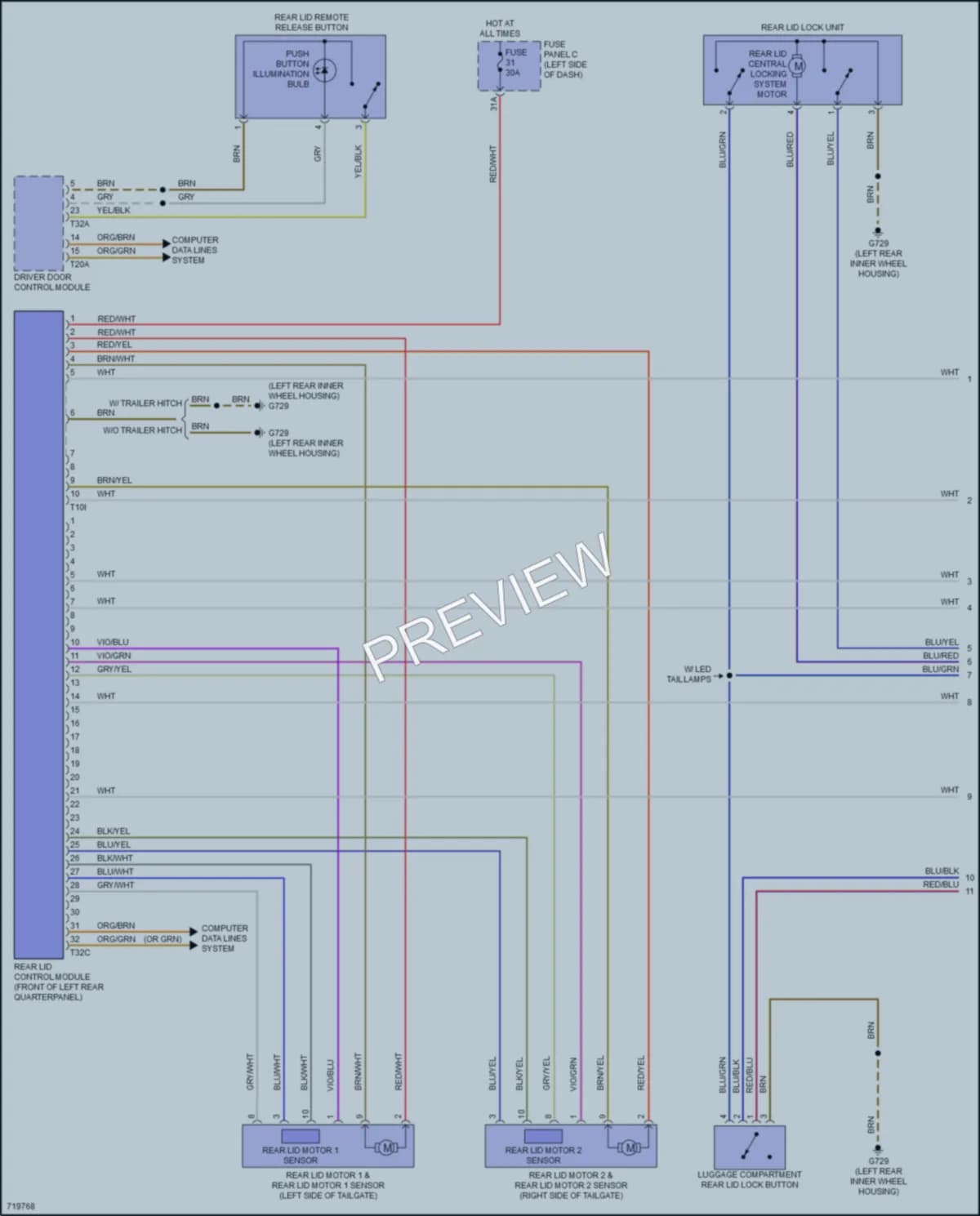 2020 Volkswagen Atlas Trunk Tailgate Fuel Door wiring diagram preview