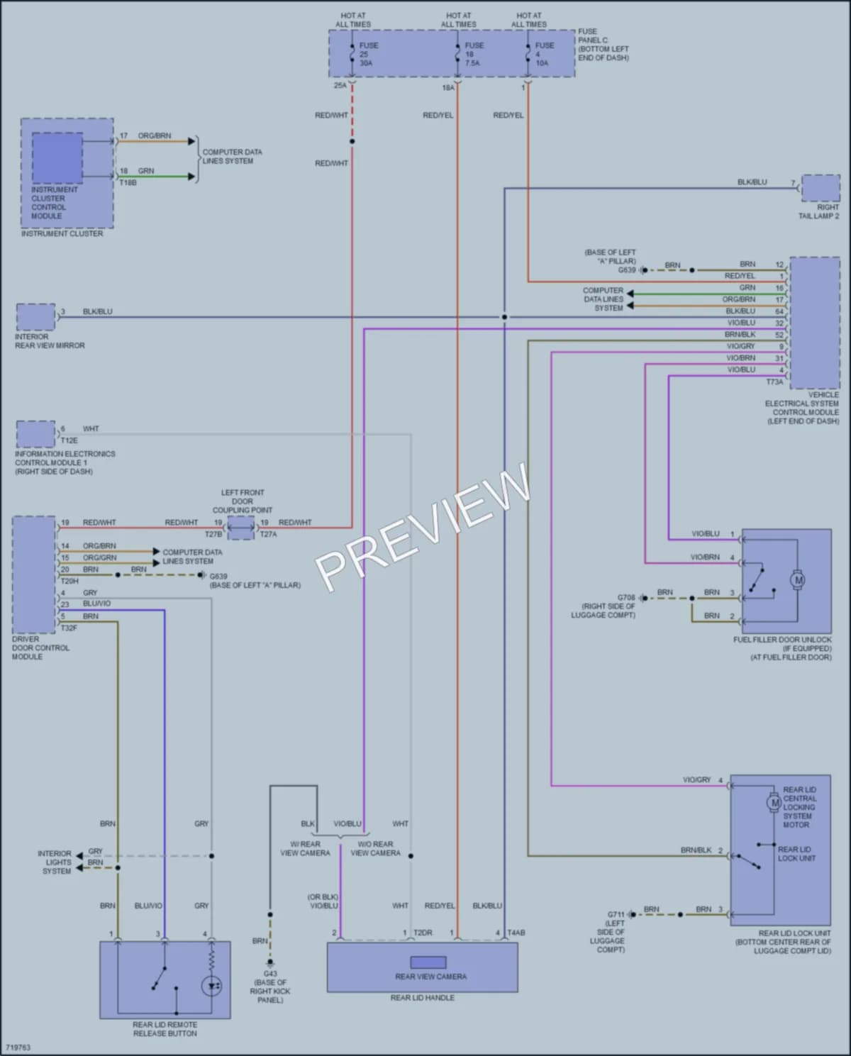 2020 Volkswagen Jetta Trunk Tailgate Fuel Door wiring diagram preview